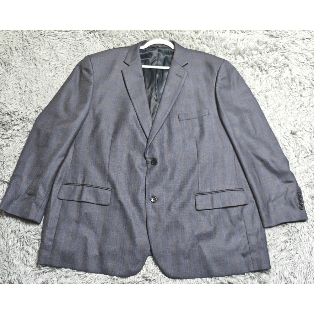 Pronto Uomo Platinum Blazer Mens 54R 54 Blue Wool Check Herringbone Sport Coat